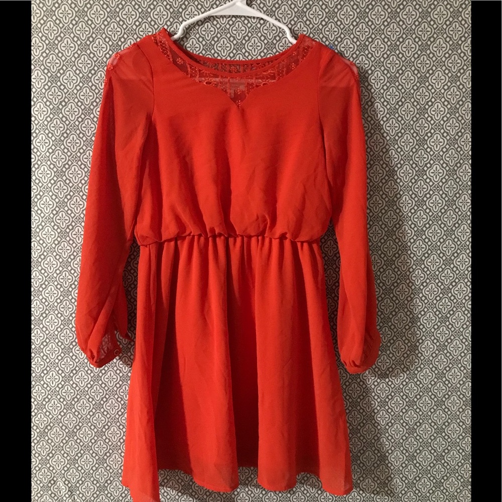 GB Girls orange gathered waist dress size girls L